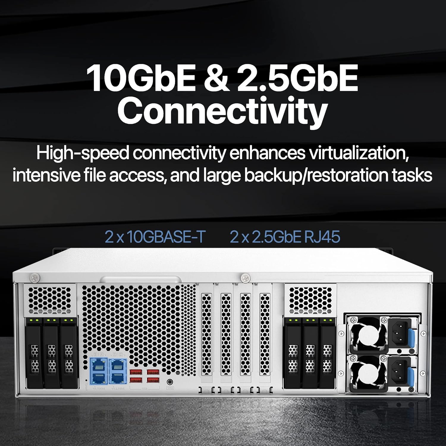 QNAP TS-h2287XU-RP-E2378-64G 22 Bay Dual 10GbE 3U Rackmount Hybrid NAS