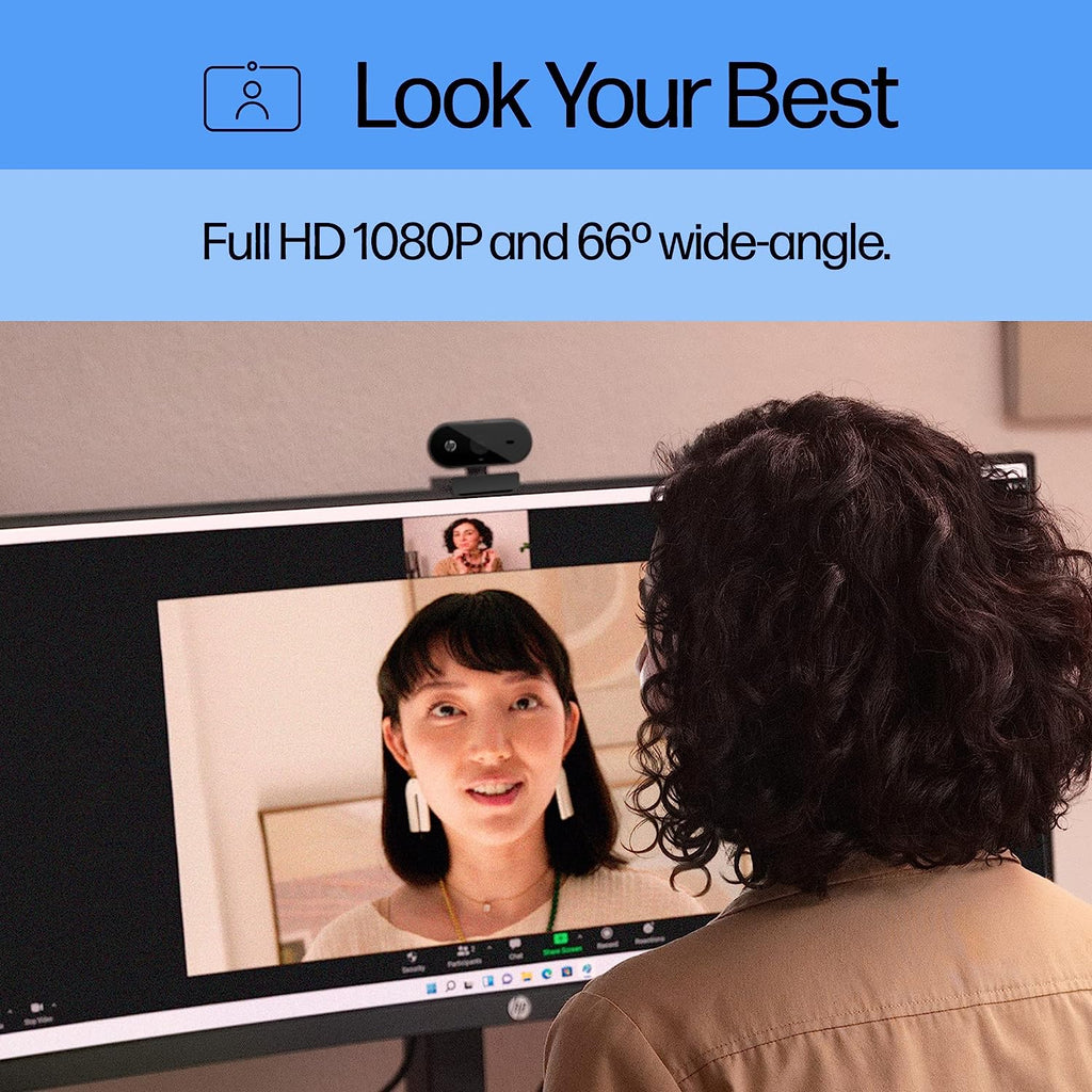 HP 320 FHD Webcam - USB-A Computer Camera with Mic & Privacy Cover - for Desktop, Laptop, & Chromebook