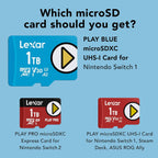 Lexar Play PRO microSD Express Card, UHS-I, C10, U3, V30, Full HD, 4K, Up to 900/600 MB/s Memory Card, Compatible w/Nintendo-Switch 2, ASUS ROG Ally, Steam Deck, Gaming (LMSXPS0256G-BNNNU)