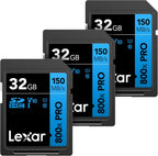 Lexar  High-Performance 800x PRO SD Card, UHS-I, C10, U3, V30, 4K, Up to 150MB/s Read SDXC Memory Card, for Point-and-Shoot & Mid-Range DSLR Cameras, HD Camcorders (LSD0800P128G-BNNNU)