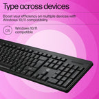 HP K160 2.4GHz Wireless Keyboard with 12 Function Shortcut Keys - Black