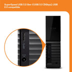 Western Digital My Book USB 3.0 External Hard Disk Drive with Password Protection - Black