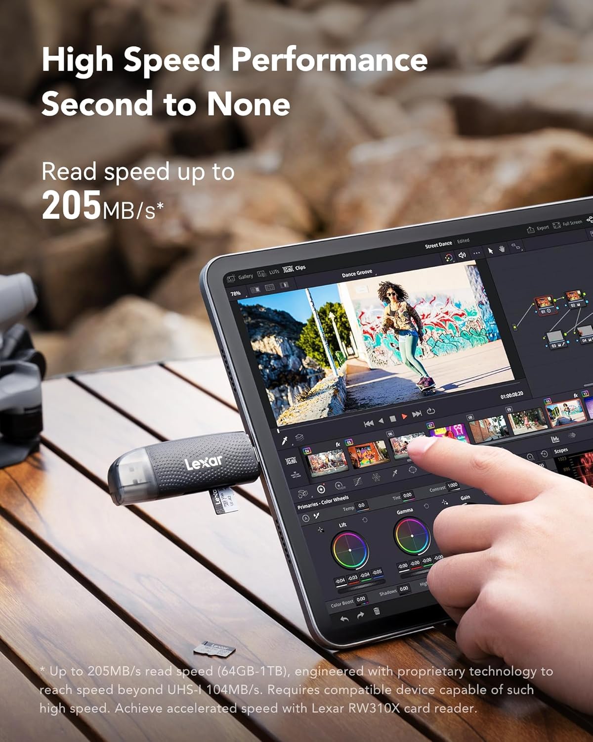 Lexar Silver PlusMicro SD Card, Microsdxc TF Card up to 205MB/s Reading, 100MB/s Write Micro SD+ Memory Card Adapter, A2, U3, Class 10, V30, Full HD and 4K UHD Video