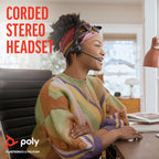 POLY Blackwire 3225 USB-C Wired Headphone with Noise Cancelling Boom Mic - Black