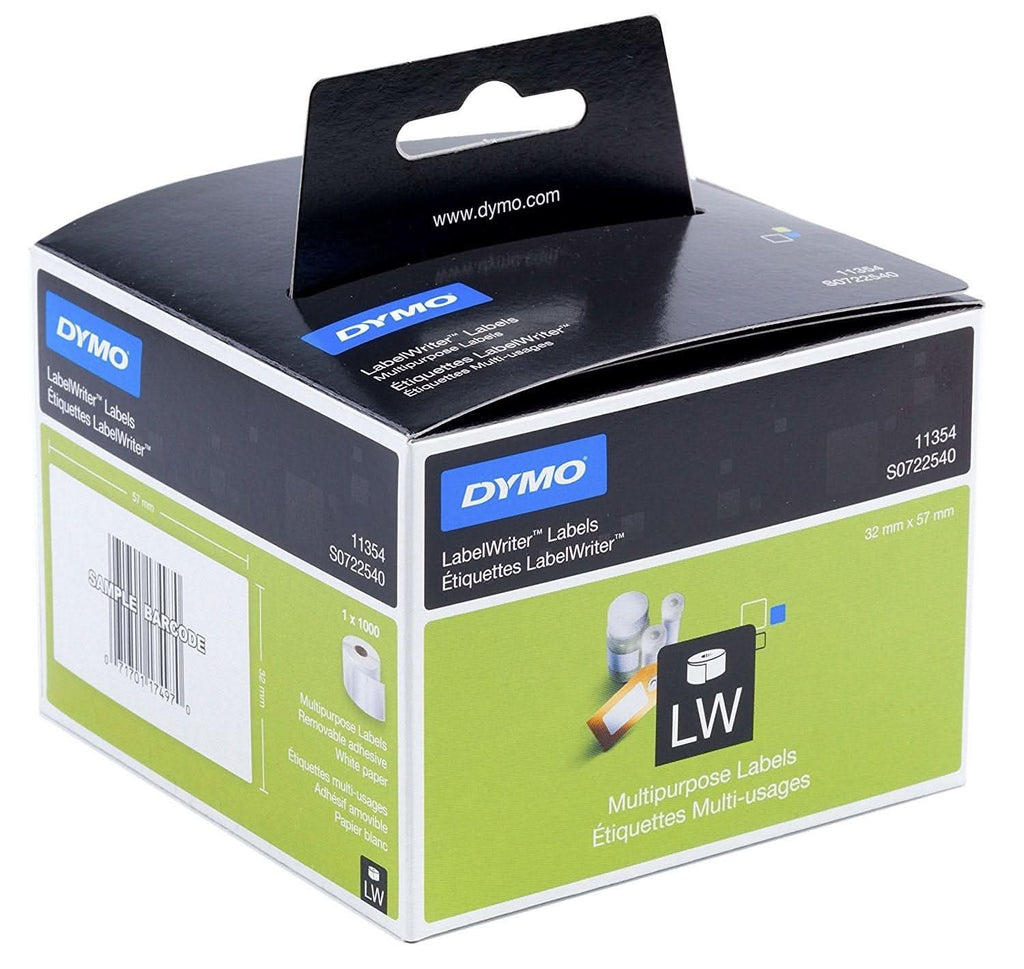 DYMO AUTHENTIC LW MULTI-PURPOSE LABELS, 57MM X 32MM, SELF-ADHESIVE, ROLL OF 1000, EASY-PEEL LABELS, FOR LABELWRITER LABEL MAKERS