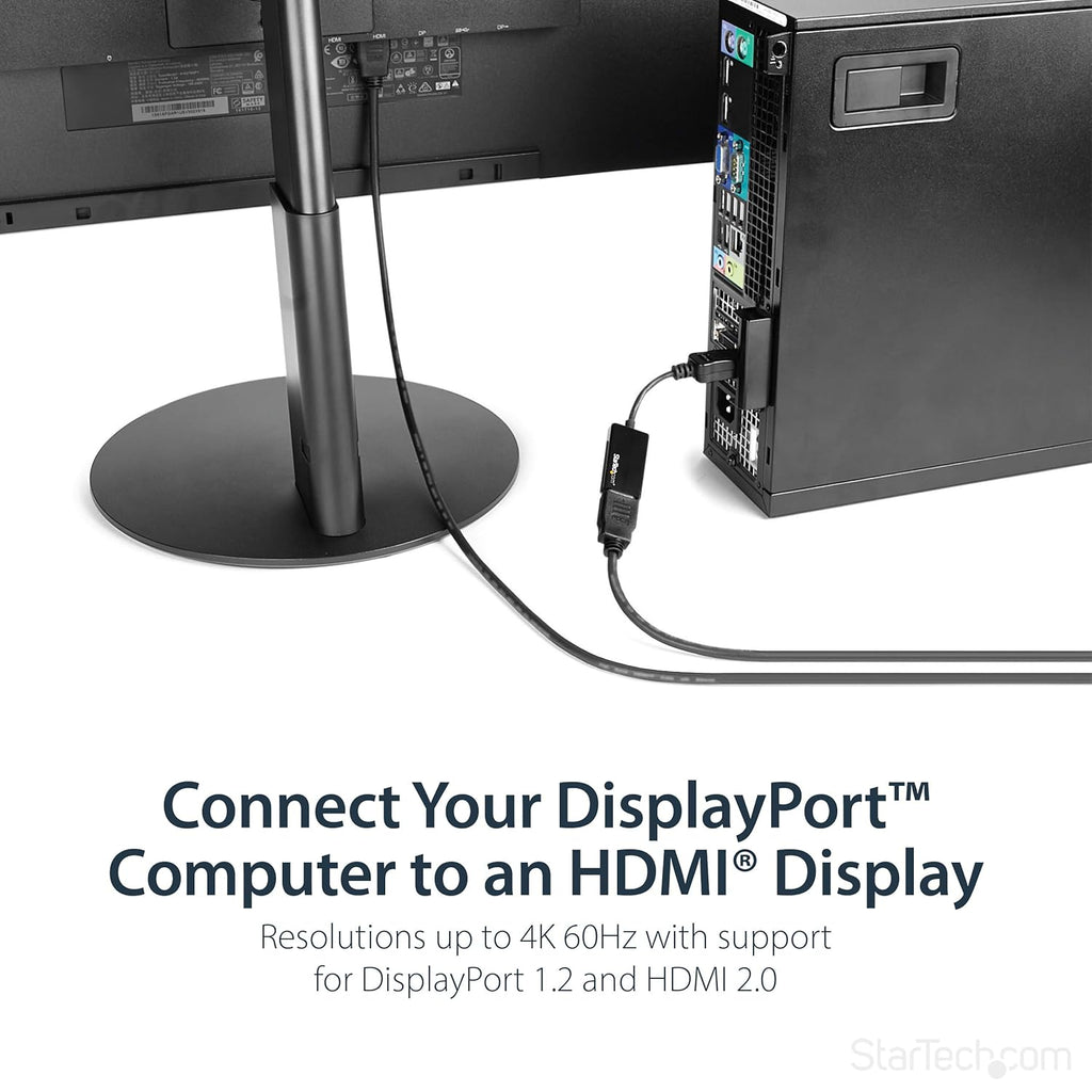 StarTech DP2HD4K60S DisplayPort to HDMI Adapter - 4K DP to HDMI Conver ...