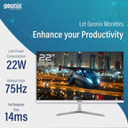 GEONIX 22 Inch 1920 x 1080 Full HD VA Panel Borderless 75Hz 3ms HDMI VGA Monitor (White)
