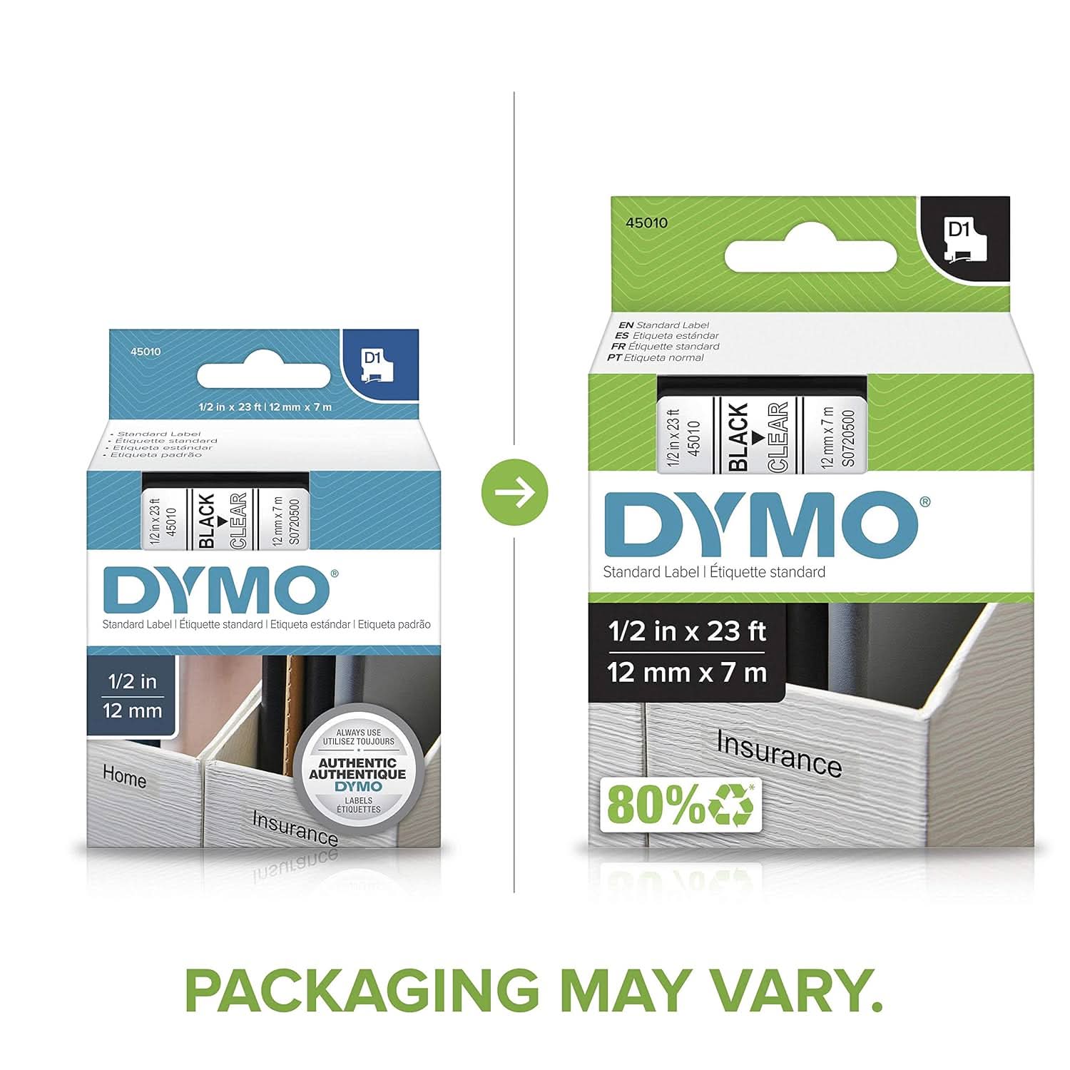 DYMO AUTHENTIC D1 LABELS, 12MM X 7M ROLL, BLACK PRINT ON BLUE TAPE, SELF-ADHESIVE LABELS FOR LABELMANAGER & MOBILELABELER LABEL PRINTERS