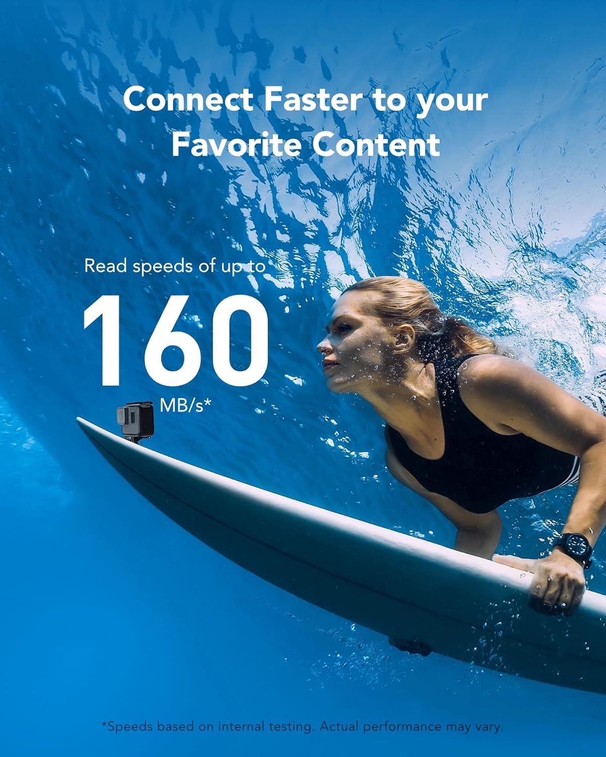 Lexar Blue Micro SD Card Up to 160MB/s, microSDXC UHS-I Memory Card with SD Adapter, C10, U3, A2, V30, Full HD, 4K UHD, High Speed TF Card