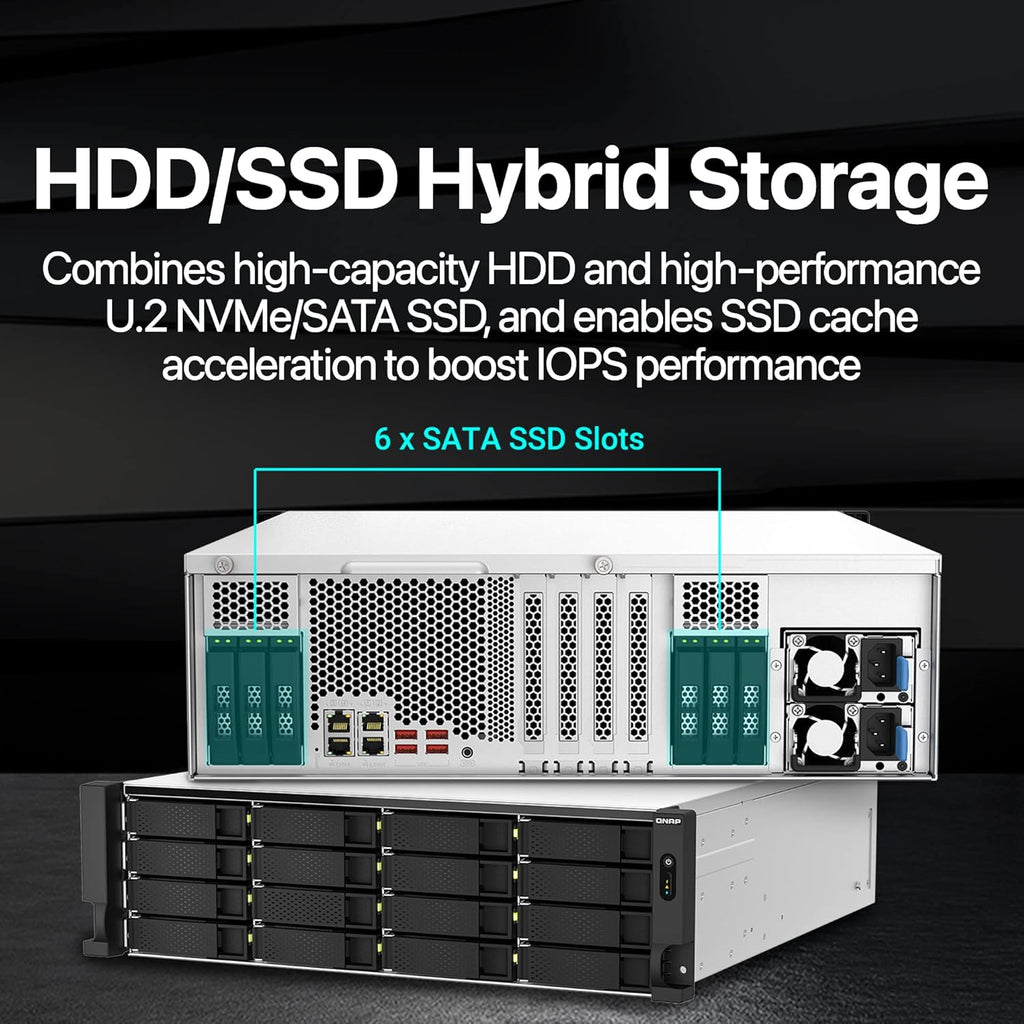 QNAP TS-h2287XU-RP-E2378-64G 22 Bay Dual 10GbE 3U Rackmount Hybrid NAS