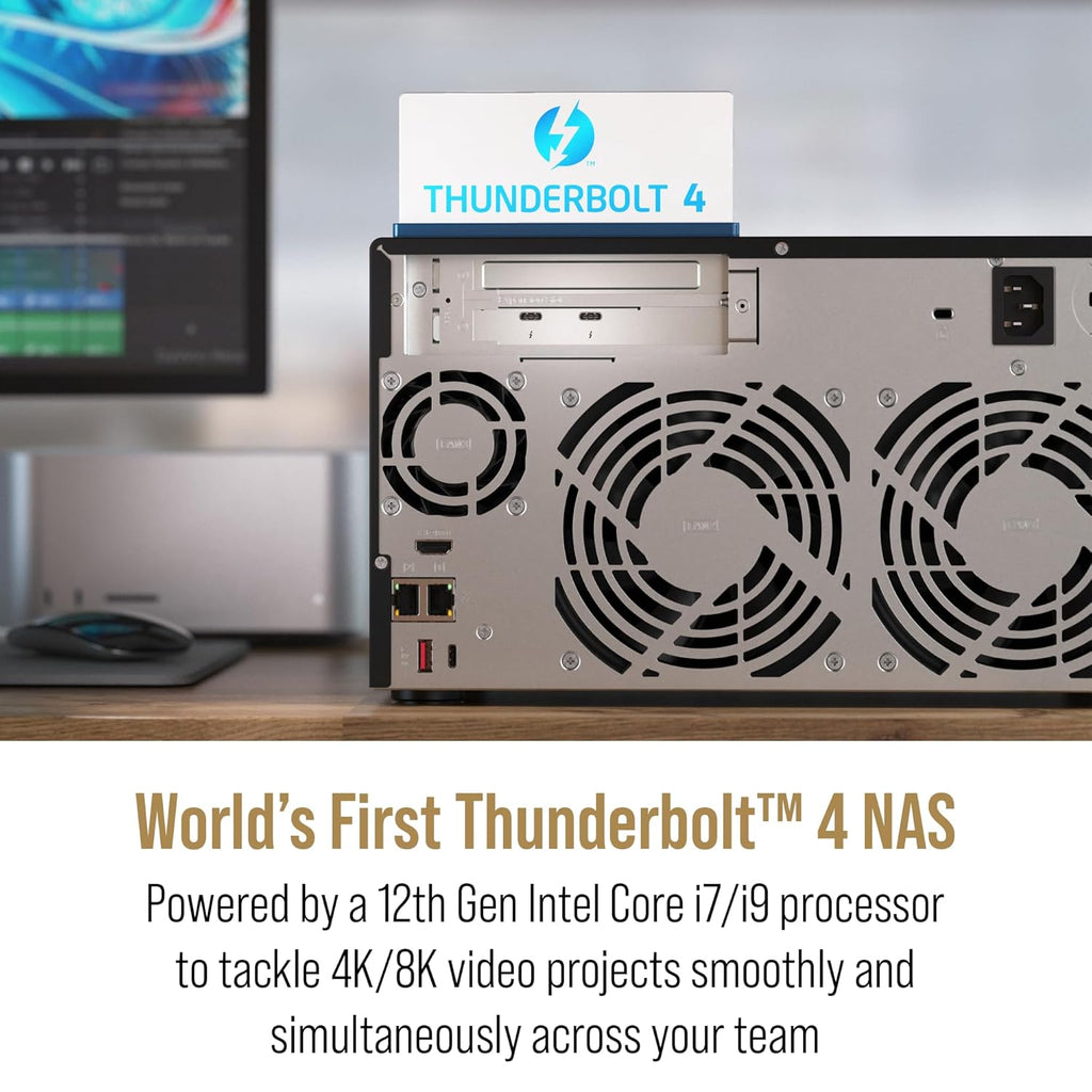 QNAP TVS-h874T-i7-32G 8 Bay 2.5GbE Thunderbolt 4 Desktop Network Attached Storage - Black