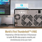 QNAP TVS-h874T-i7-32G 8 Bay 2.5GbE Thunderbolt 4 Desktop Network Attached Storage - Black