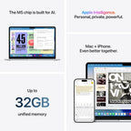 Apple 2026 MacBook Air 15″ Laptop with M5 chip: AI and Apple Intelligence, 38.91 cm (15.3″) Liquid Retina Display, 16GB Unified Memory, 512GB SSD Storage, 12MP Center Stage Camera, Touch ID; Sky Blue