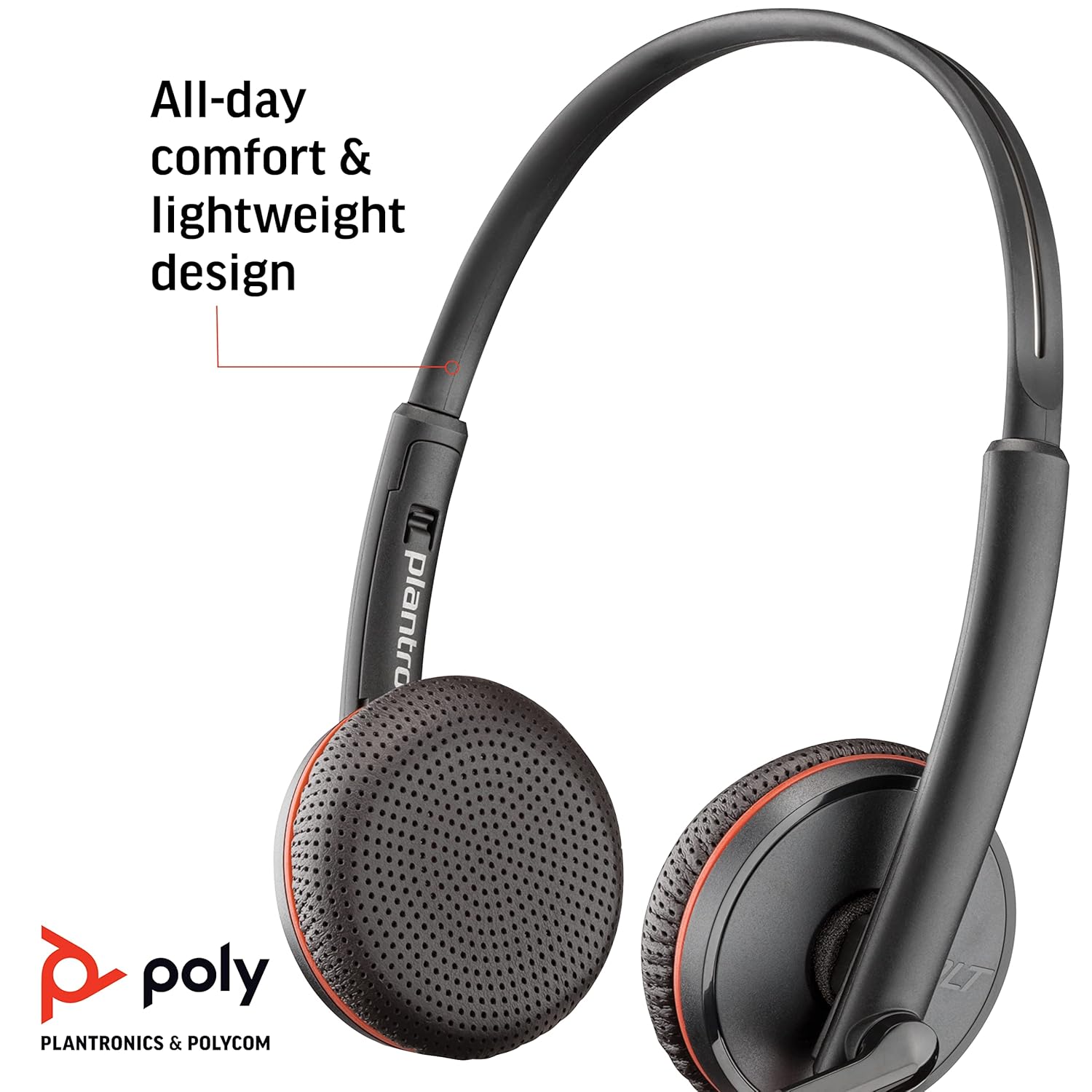 Poly Blackwire BW3225 USB-C+USB-C/A Wired Headphone with Noise Cancelling Boom Microphone