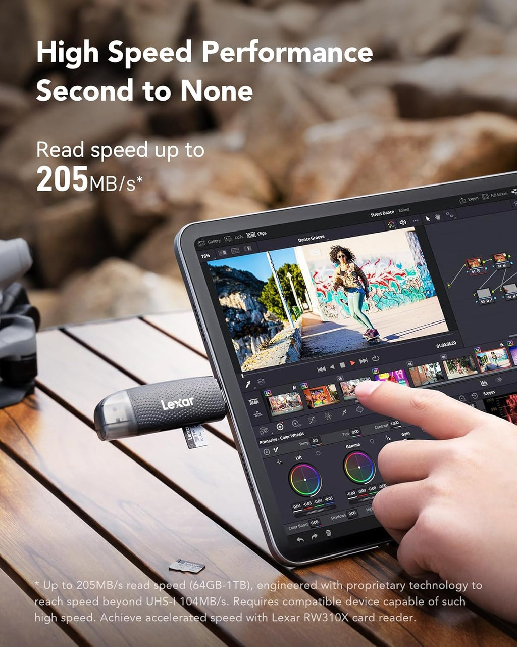 Lexar Silver PlusMicro SD Card, Microsdxc TF Card up to 205MB/s Reading, 100MB/s Write Micro SD+ Memory Card Adapter, A2, U3, Class 10, V30, Full HD and 4K UHD Video