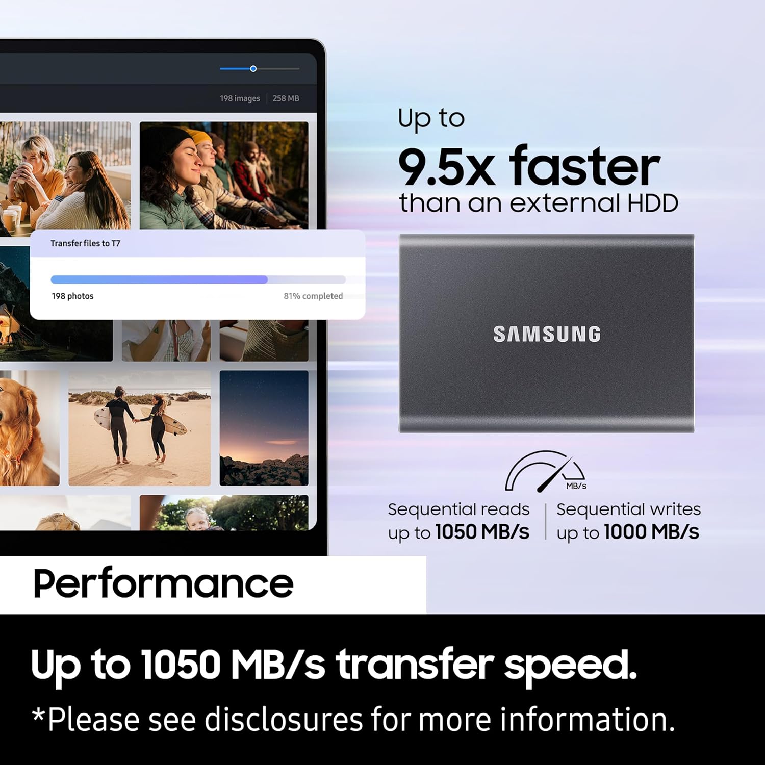 Samsung T7 4TB Portable USB 3.2 Gen 2 Type-C External Solid State Drive - Titan Gray