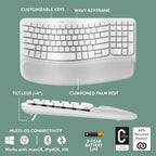 Logitech Ergo Series Wave Keys Wireless Ergonomic Keyboard with Cushioned Palm Rest - Off White