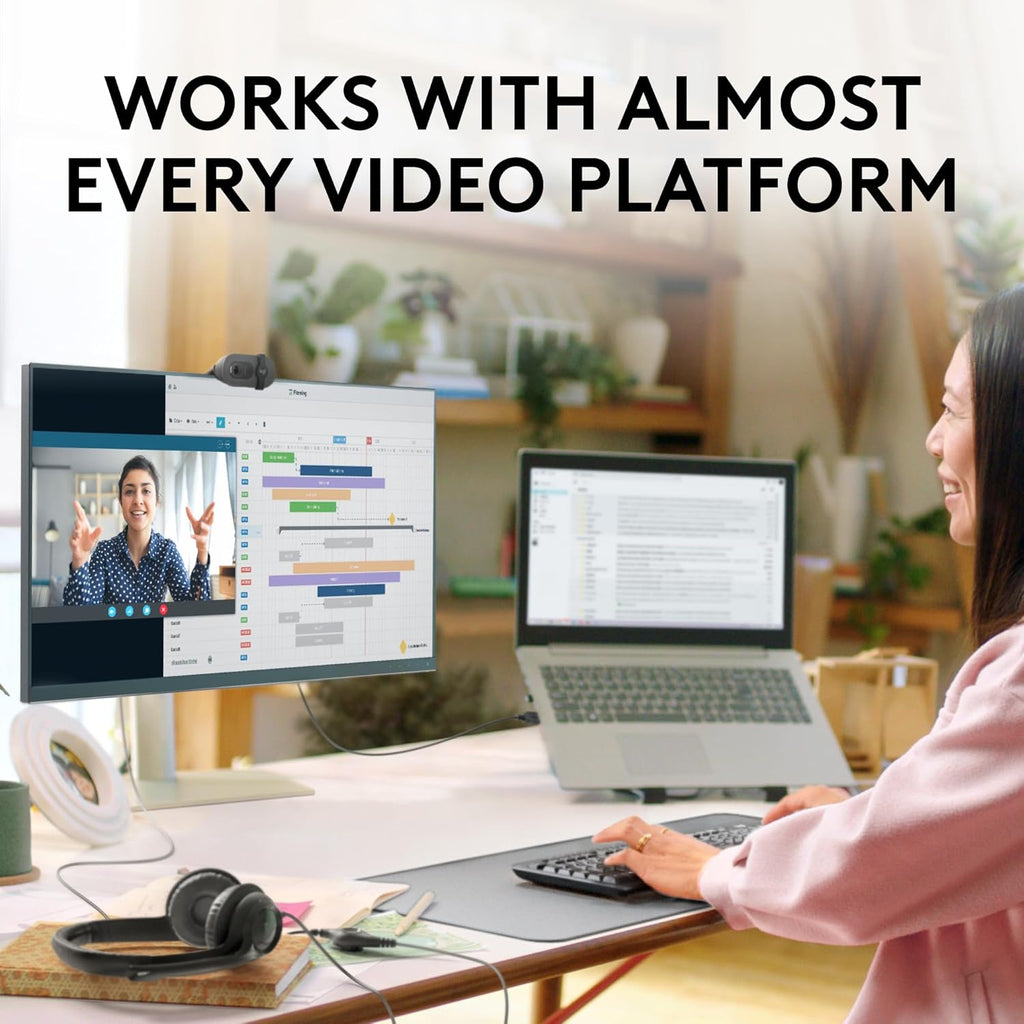 Logitech BRIO 100 USB-A 1080p FHD Webcam with Privacy Shutter and Built-in Mic - Graphite