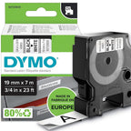 DYMO AUTHENTIC D1 LABELS, 19MM X 3.5M ROLL, BLACK PRINT ON WHITE TAPE, SELF-ADHESIVE LABELS FOR LABELMANAGER & MOBILELABELER LABEL PRINTERS