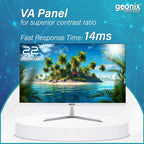 GEONIX 22 Inch 1920 x 1080 Full HD VA Panel Borderless 75Hz 3ms HDMI VGA Monitor (White)
