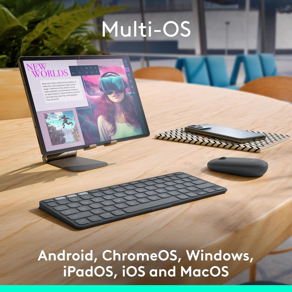 Logitech Keys-To-Go 2 Portable Bluetooth Tablet Keyboard with Built-in Cover - Graphite
