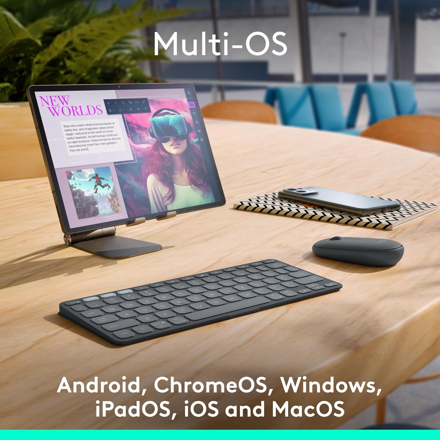 Logitech Keys-To-Go 2 Portable Bluetooth Tablet Keyboard with Built-in Cover - Graphite