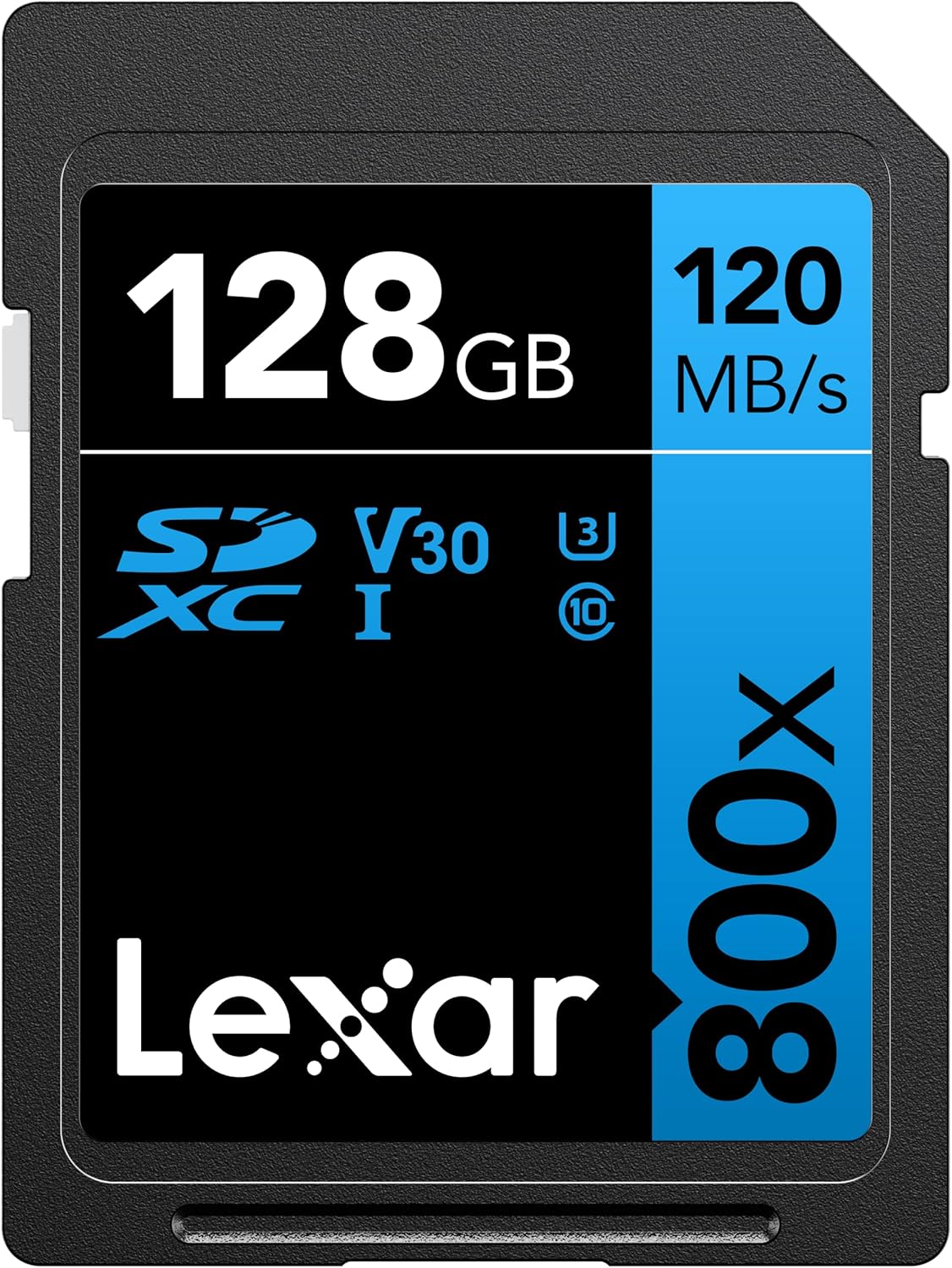 Lexar  High-Performance 800x PRO SD Card, UHS-I, C10, U3, V30, 4K, Up to 150MB/s Read SDXC Memory Card, for Point-and-Shoot & Mid-Range DSLR Cameras, HD Camcorders (LSD0800P128G-BNNNU)