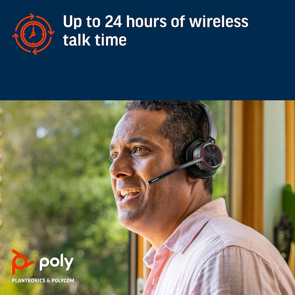 Poly Voyager 4320 UC V4320 Wireless Bluetooth Stereo Headset with USB-A BT700 dongle - Black