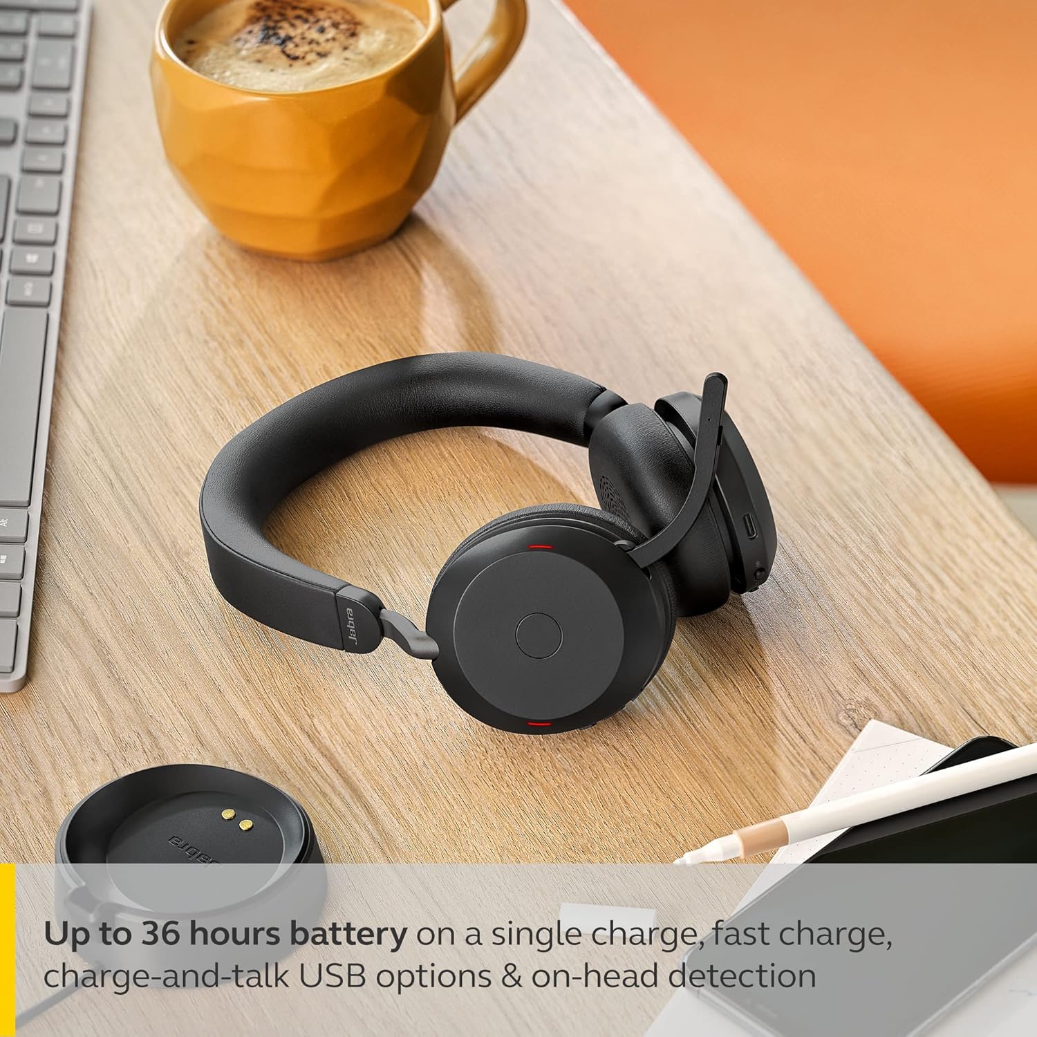 JABRA EVOLVE2 75 UC Bluetooth Wireless Advanced ANC On Ear Stereo Headset with USB-C Dongle