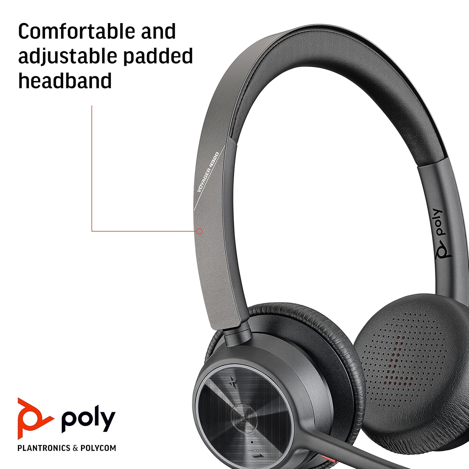 Poly Voyager 4320 UC V4320 Wireless Bluetooth Stereo Headset with USB-A BT700 dongle - Black
