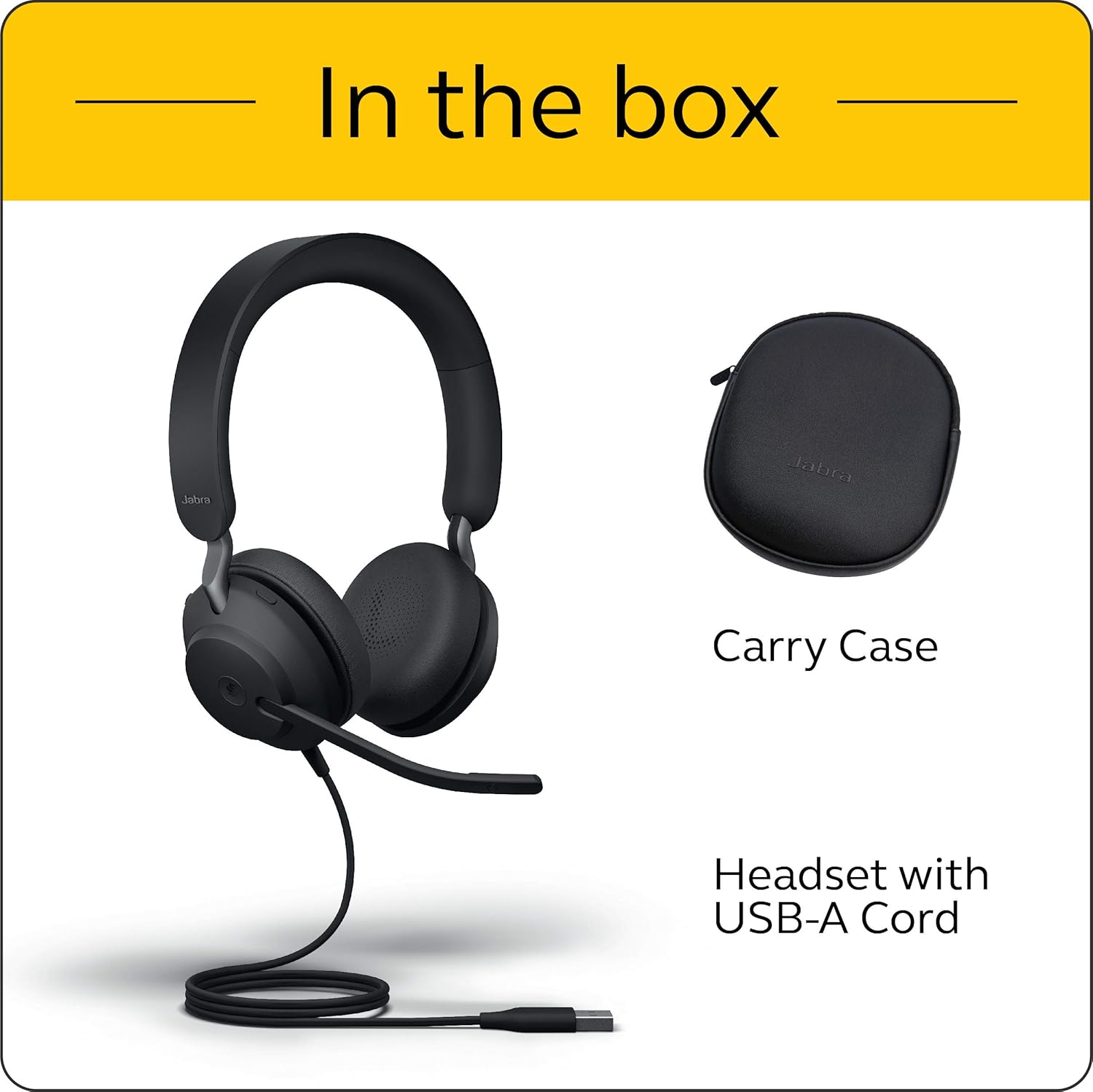 JABRA EVOLVE2 40 UC USB A Noise Isolation Stereo On Ear Wired Headset with Mic - Black