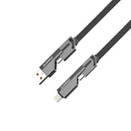 Quad Pro 4 in 1 Indestructible Cable 60W with lightning to type C, type C to C, lightning to USB A