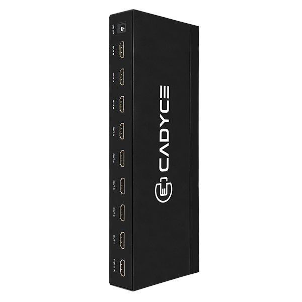 Cadyce CA-8HDSP 1×8 HDMI Splitter front panel showing metal housing and HDMI ports