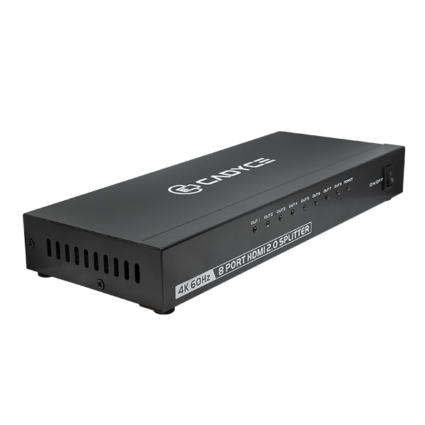 Cadyce CA-8HDSP 1×8 HDMI Splitter side angle highlighting sleek design