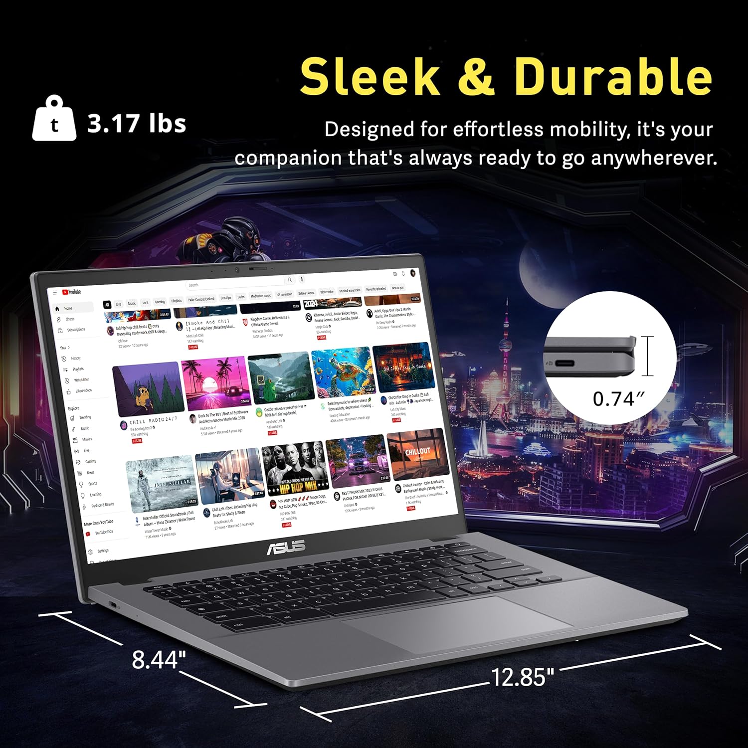 ASUS Chromebook Plus CX34 14" FHD Laptop, Intel i5-1235U, 16GB RAM, 256 GB Storage ( 256GB SSD ), Intel UHD Graphics, Full HD Webcam, WiFi 6, Bluetooth, Chrome OS, Gray