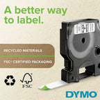 DYMO AUTHENTIC D1 LABELS, 12MM X 7M ROLL, BLACK PRINT ON RED TAPE, SELF-ADHESIVE LABELS FOR LABELMANAGER & MOBILELABELER LABEL PRINTERS