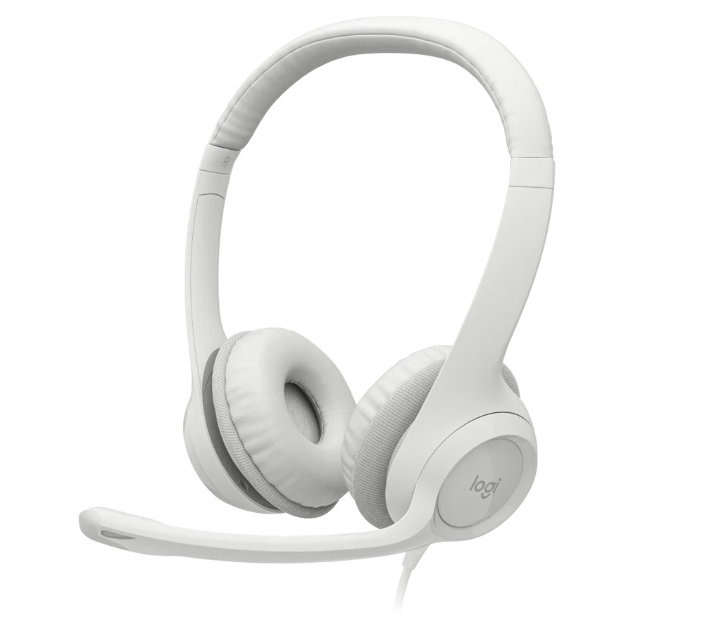 Logitech H390 USB Wired Headphone with Noise Cancelling Rotatable Mic- Off White