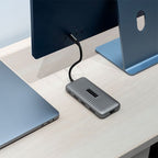 Cadyce CA-C4VIEW docking station displayed with cable connections, emphasizing multi‑display capability
