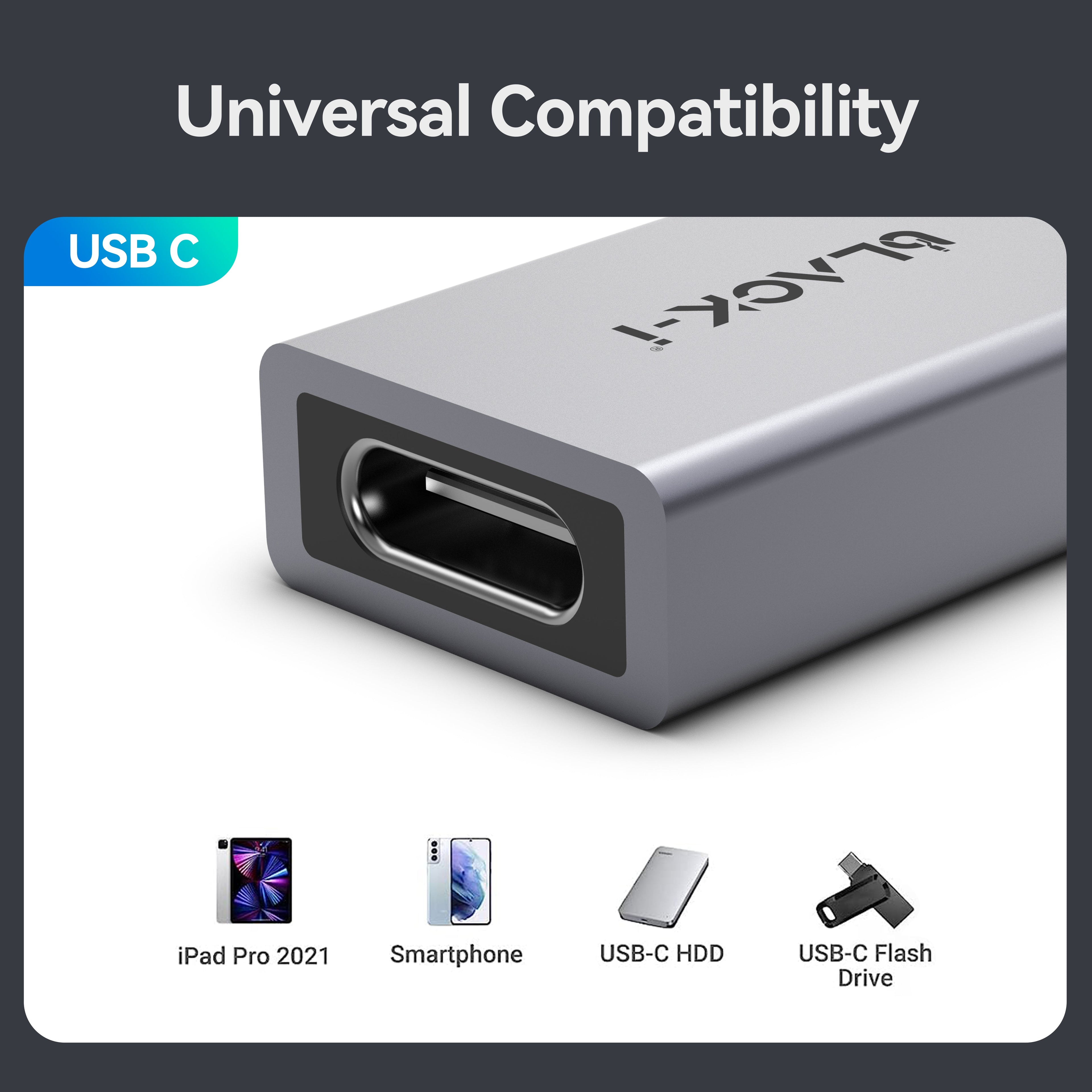 Black-i USB 3.1 Male to Type-C Female Converter