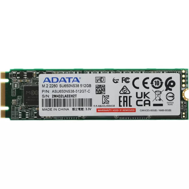 ADATA SU650 512GB M.2 2280 SATA III Internal SSD with 3D NAND LDPC ECC