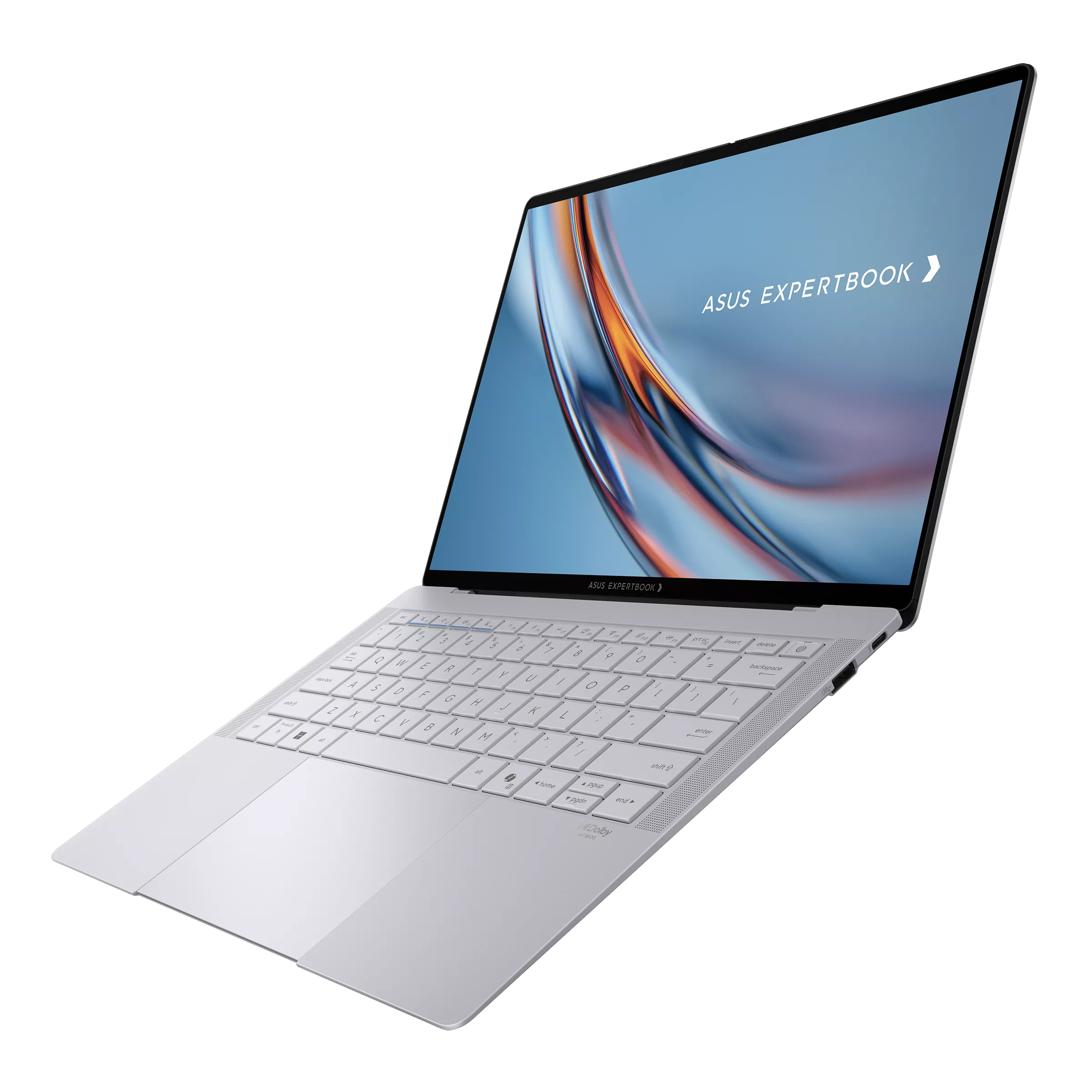 Open laptop displaying ASUS ExpertBook logo on a white background