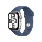 Apple Watch SE Silver Aluminium Case with Denim Sport Band