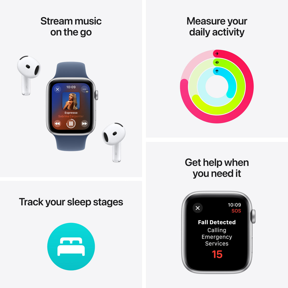 Apple Watch SE Silver Aluminium Case with Blue Cloud Sport Loop