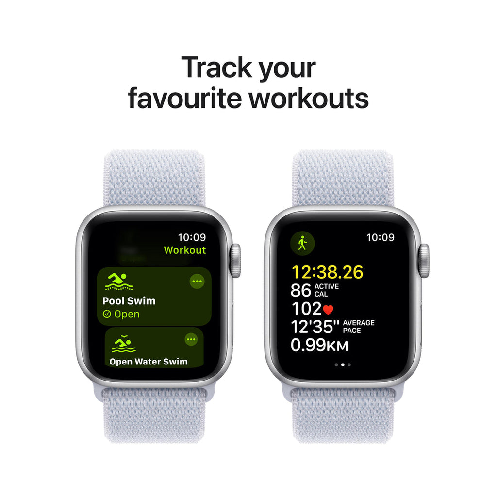 Apple Watch SE Silver Aluminium Case with Blue Cloud Sport Loop