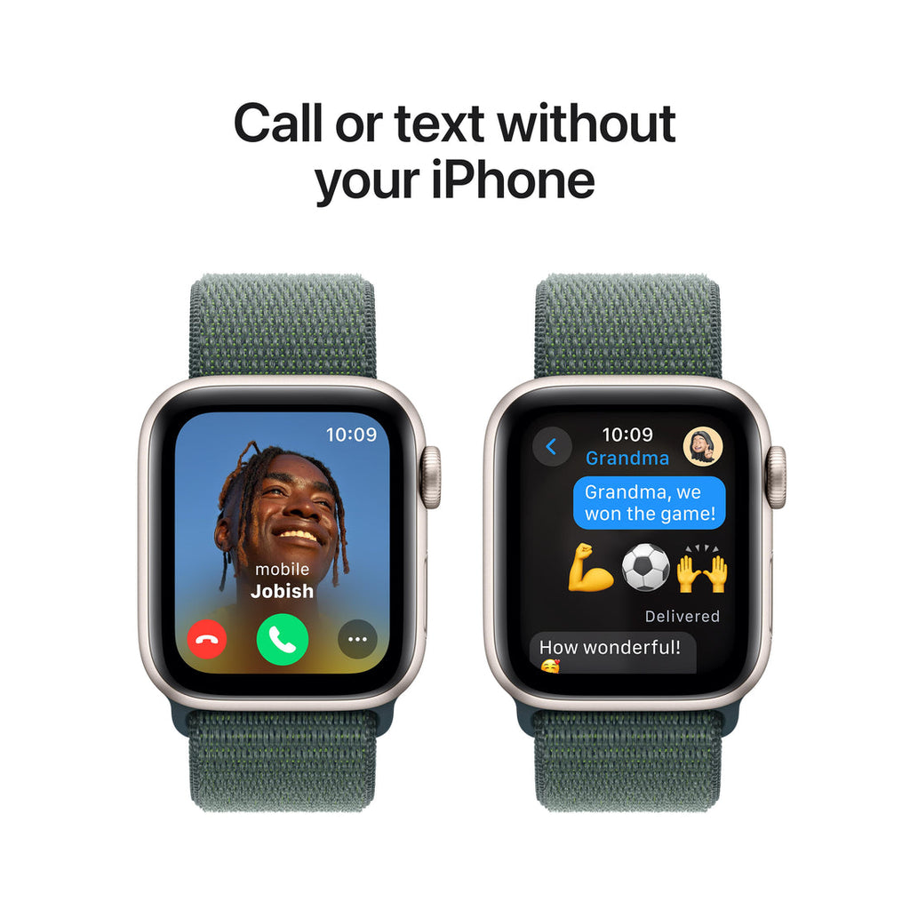 Apple Watch SE Starlight Aluminium Case with Lake Green Sport Loop