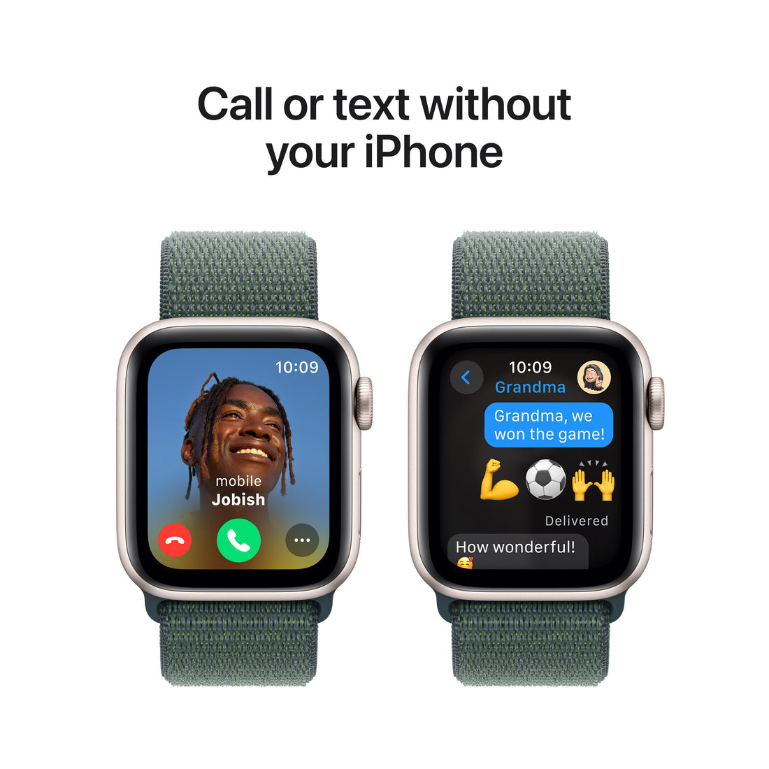 Apple Watch SE Starlight Aluminium Case with Lake Green Sport Loop
