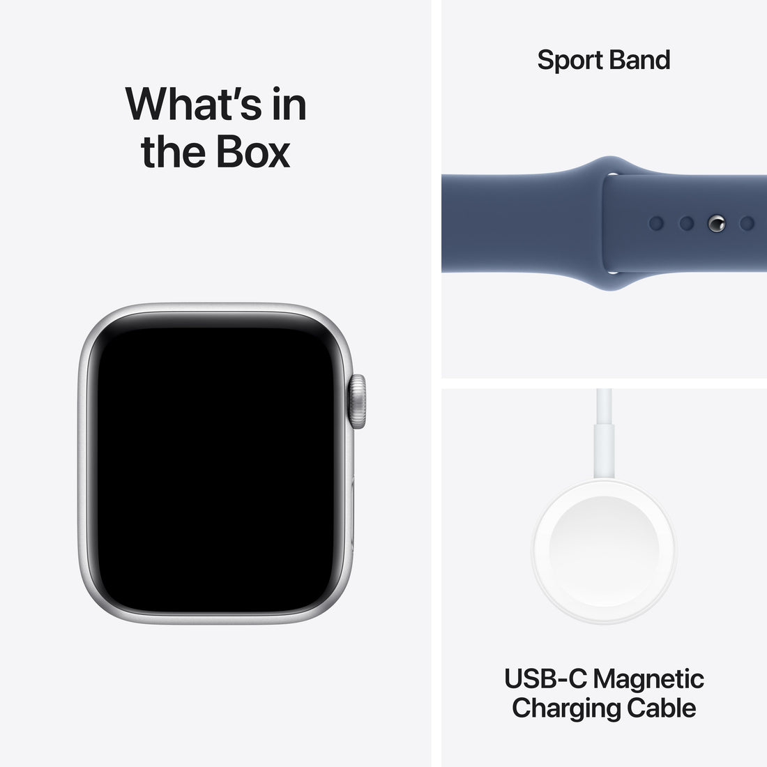 Apple Watch SE Silver Aluminium Case with Denim Sport Band