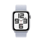 Apple Watch SE Silver Aluminium Case with Blue Cloud Sport Loop