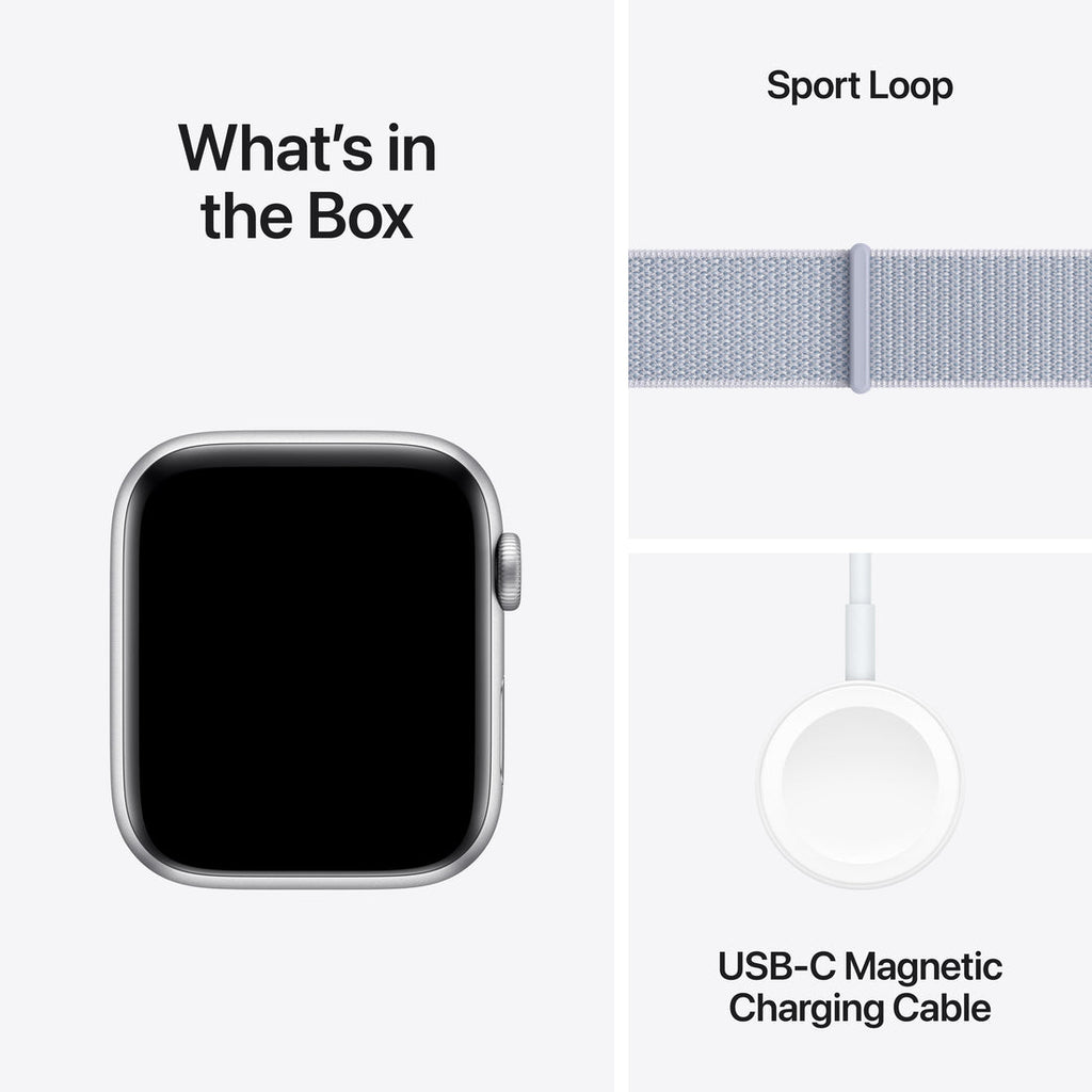 Apple Watch SE Silver Aluminium Case with Blue Cloud Sport Loop