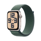 Apple Watch SE Starlight Aluminium Case with Lake Green Sport Loop